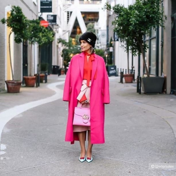 Пальто шерстяное Maje ярко розовое, фр 38