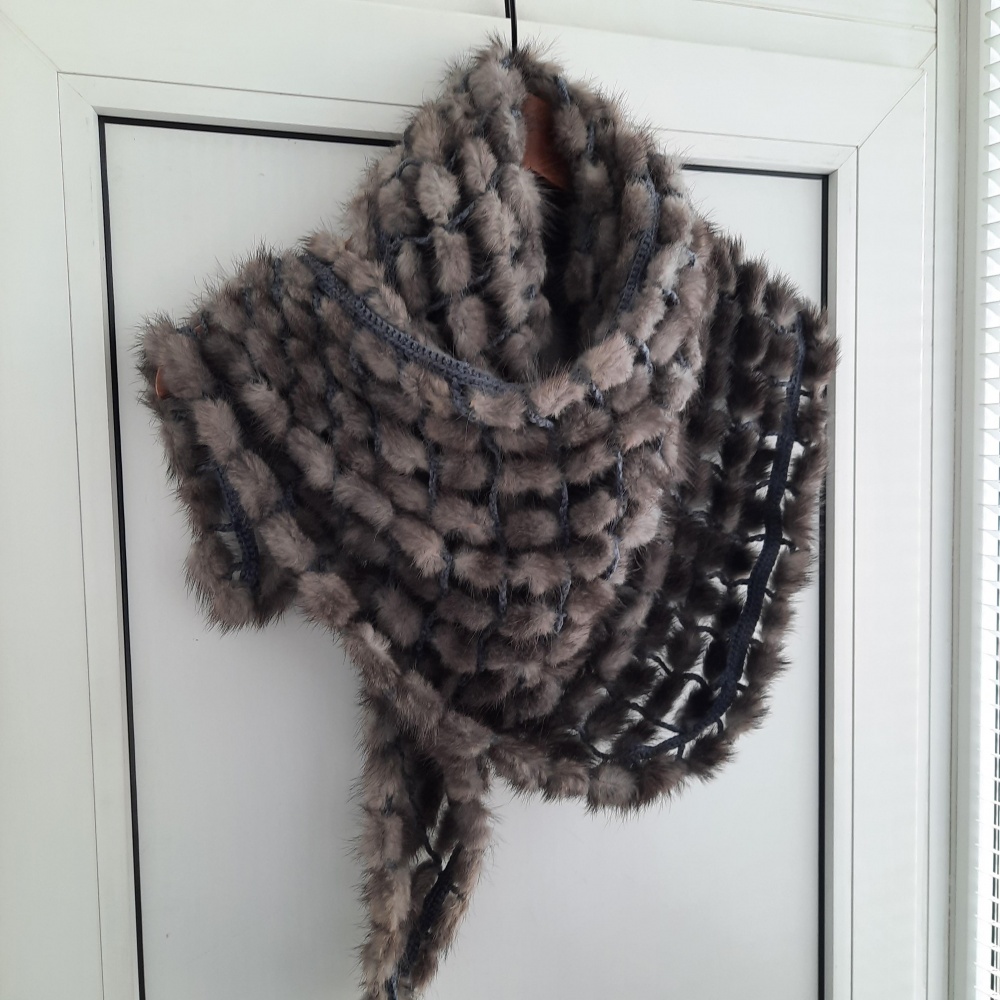 Шарф из вязаной норки , р. 140 × 45 см.
