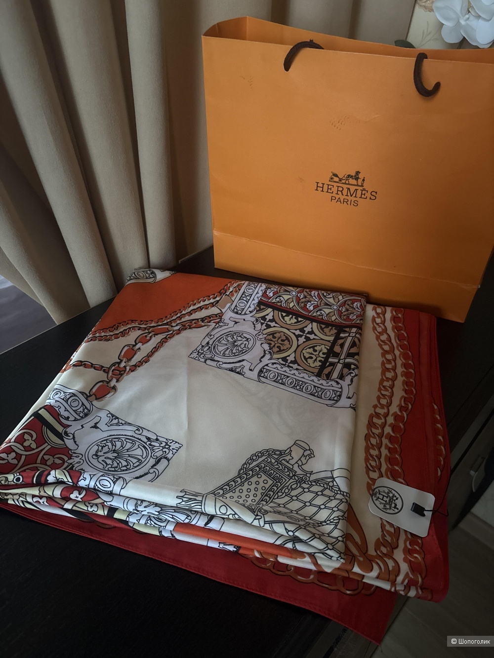 Платок в стиле Hermes, размер 131х131
