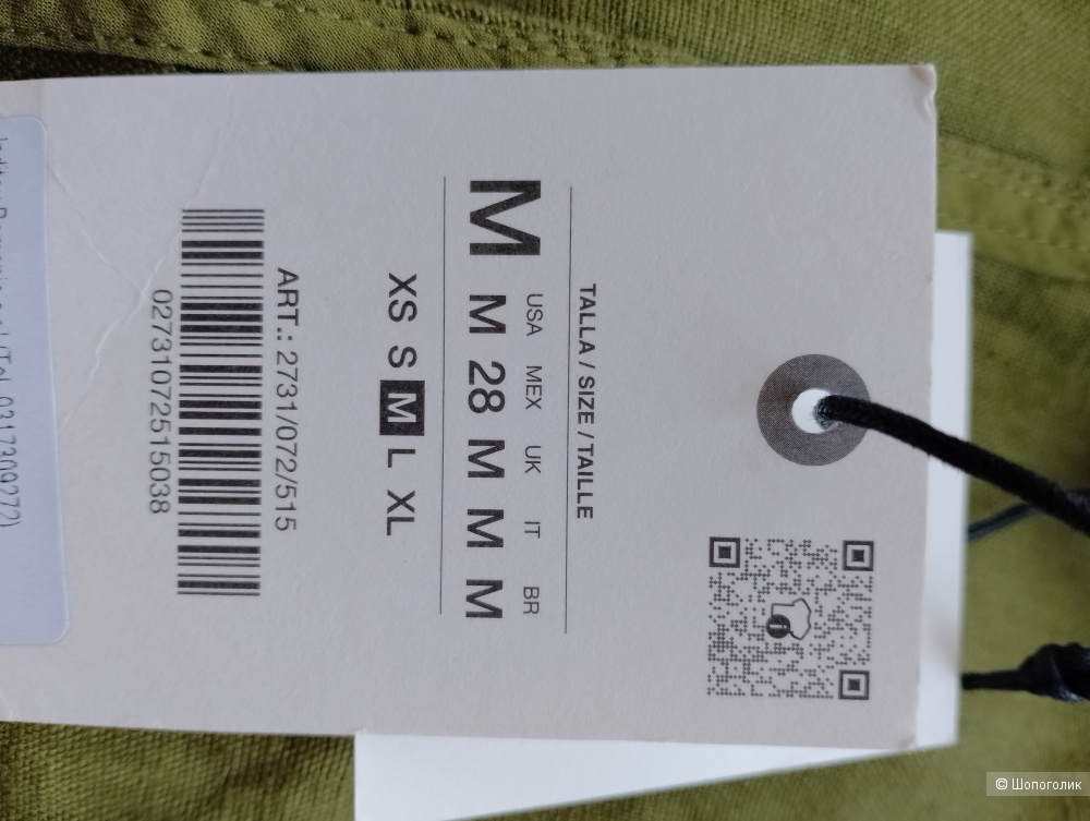 Платье льняное Zara хаки, М