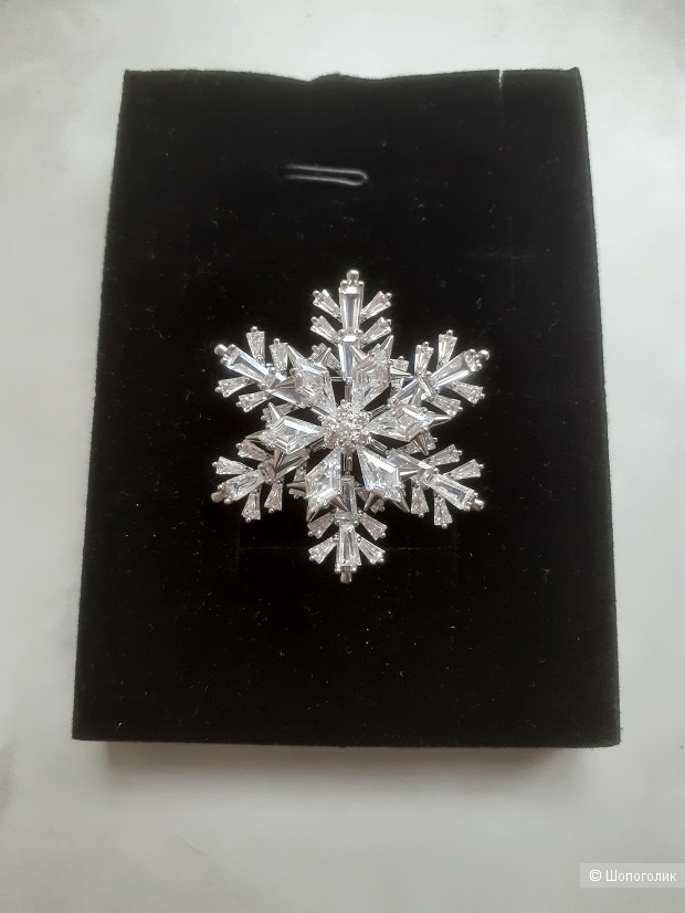Брошь снежинка вращающаяся, no name, one size
