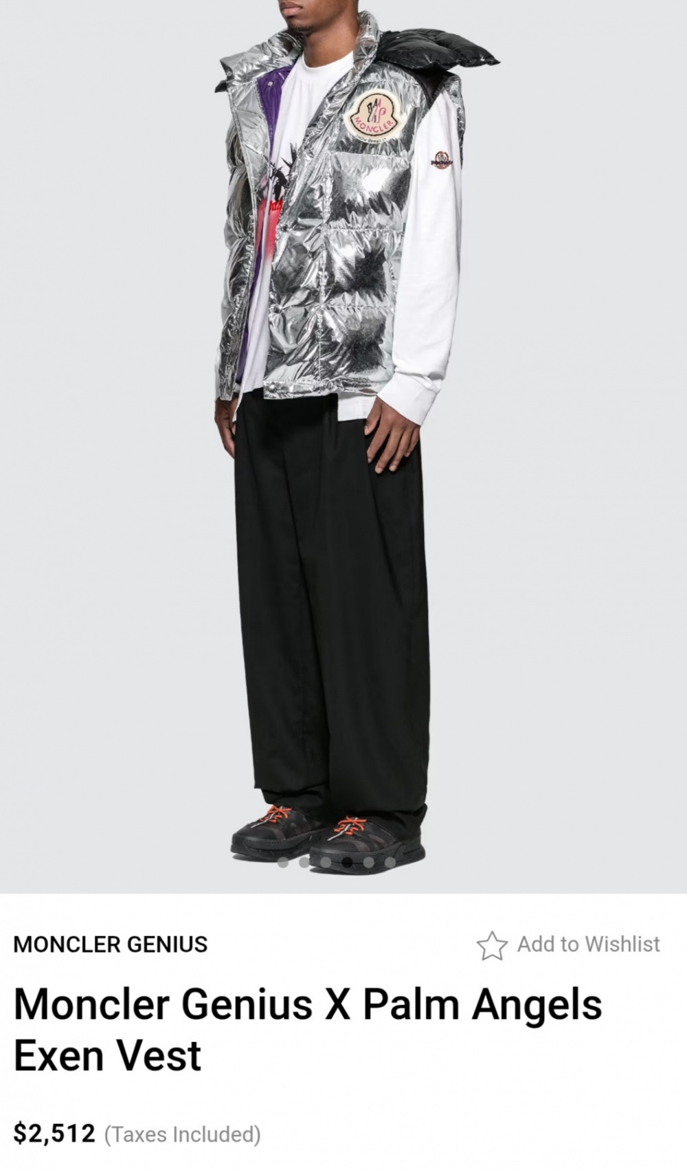 Пуховой жилет Moncler Genius x Palm Angels Exen Vest размер L, X