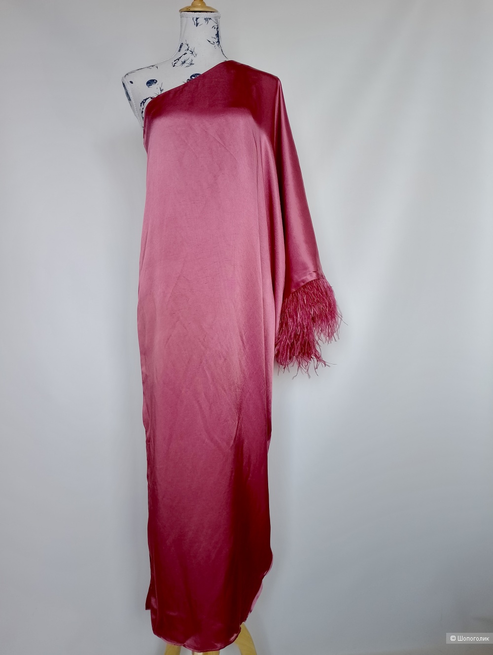 Платье Zara с перьями атласное, S