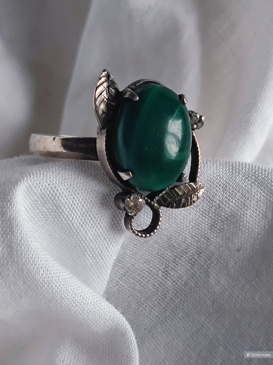 Кольцо с малахитом