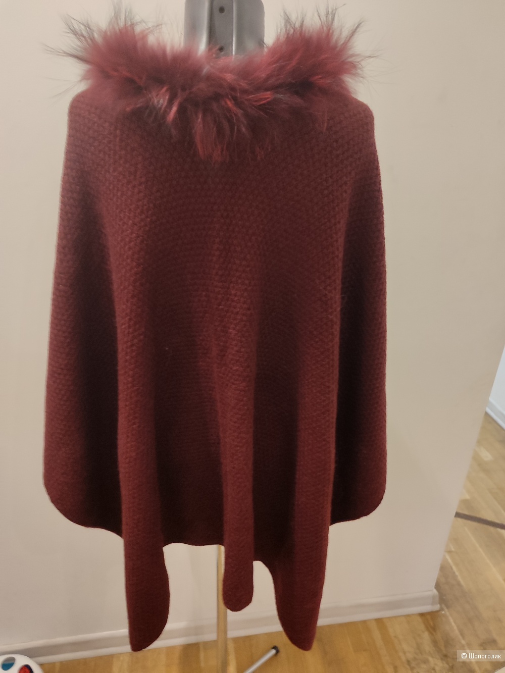 Палантин шерсть и натуральный мех