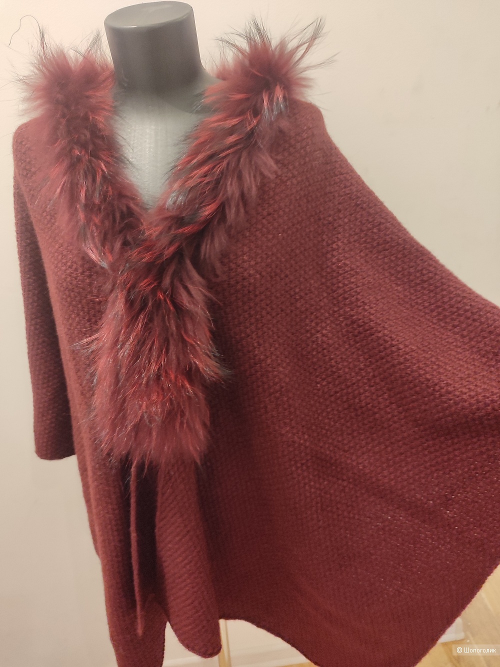 Палантин шерсть и натуральный мех