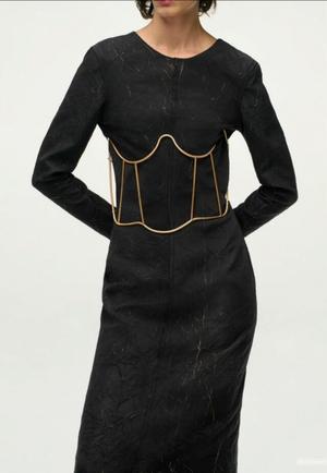 Жесткий металлический корсет Zara золотистый