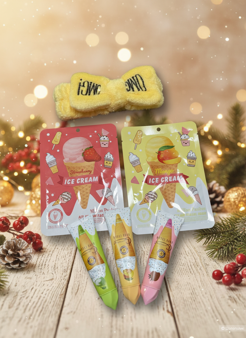 Набор подарочный Sunny маска 2 шт, крем 3 шт, бант плюшевый, one size