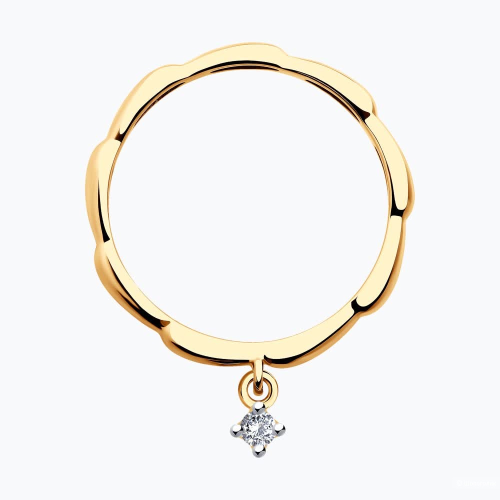 Кольцо Diamant   из золочёного серебра с фианитом  (р-р 17)