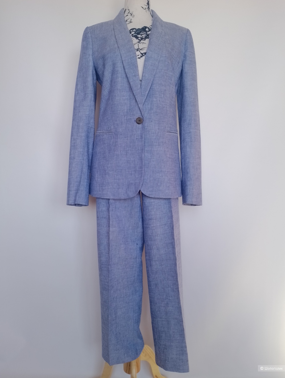 Костюм J Crew брючный льняной голубой, us 6