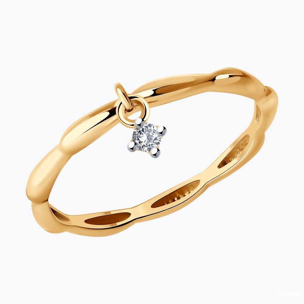 Кольцо Diamant   из золочёного серебра с фианитом  (р-р 17)