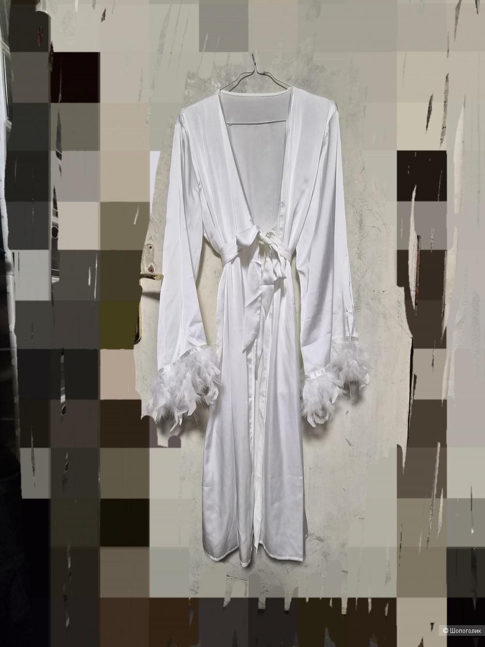 Халат с перьями L