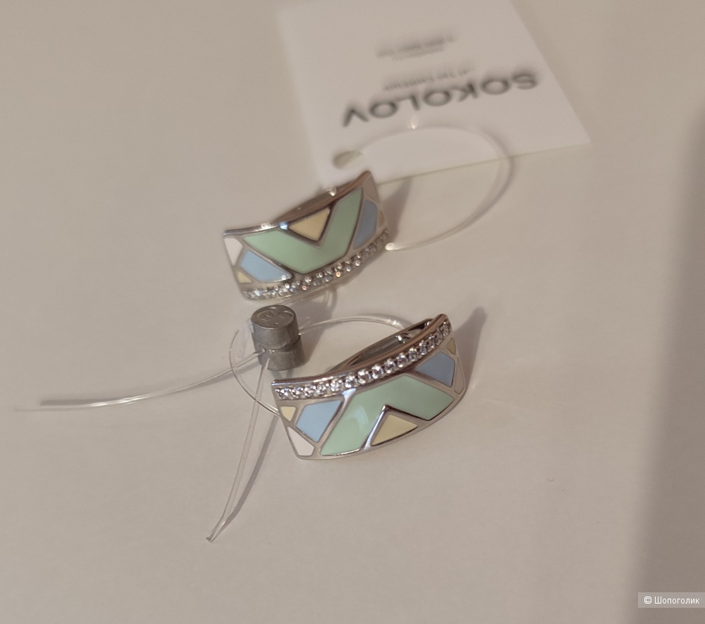 Серьги SOKOLOV из серебра с эмалью и фианитами