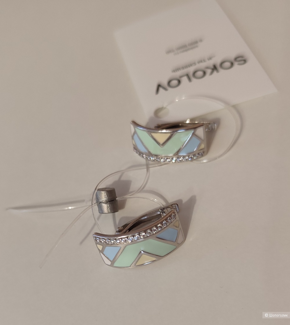 Серьги SOKOLOV из серебра с эмалью и фианитами