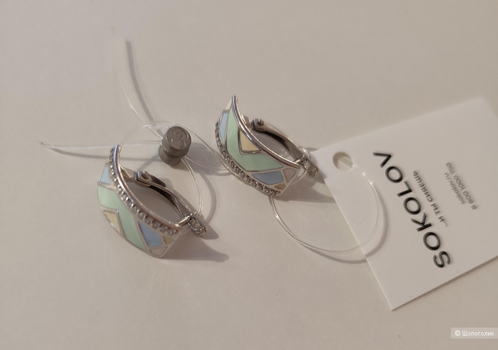 Серьги SOKOLOV из серебра с эмалью и фианитами