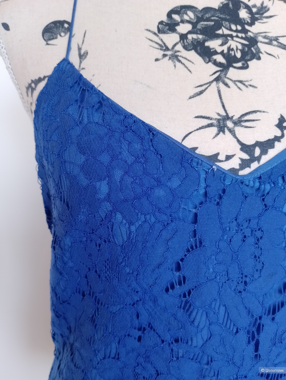 Топ кружевной синий J Crew на бретелях, 4