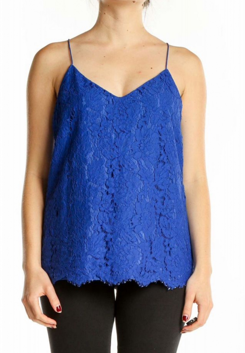 Топ кружевной синий J Crew на бретелях, 4