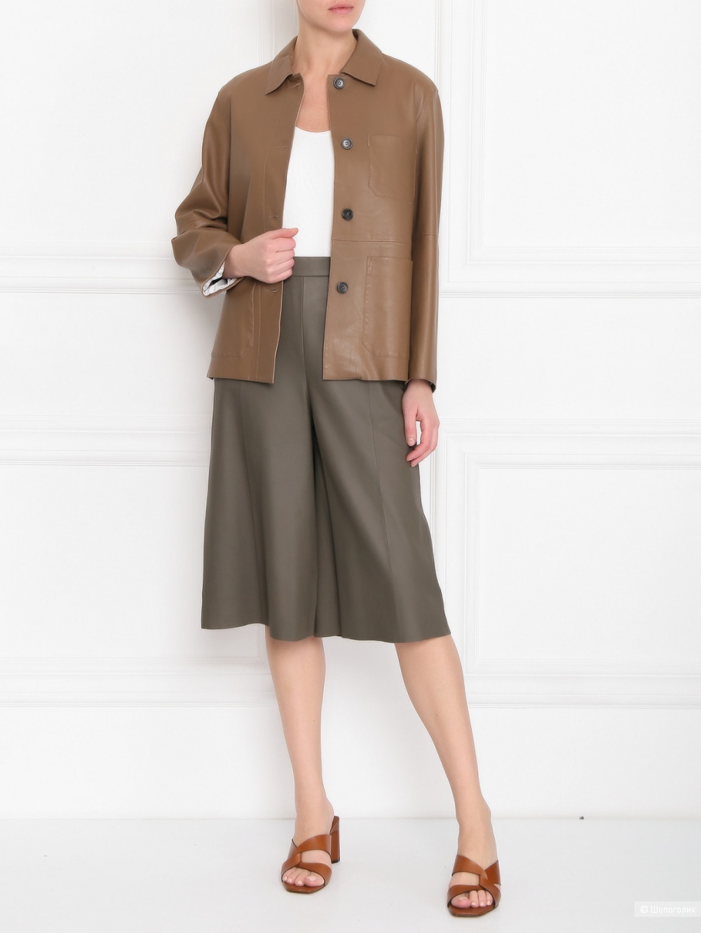 Кожаные брюки-кюлоты-юбка  Max Mara 42-44-46