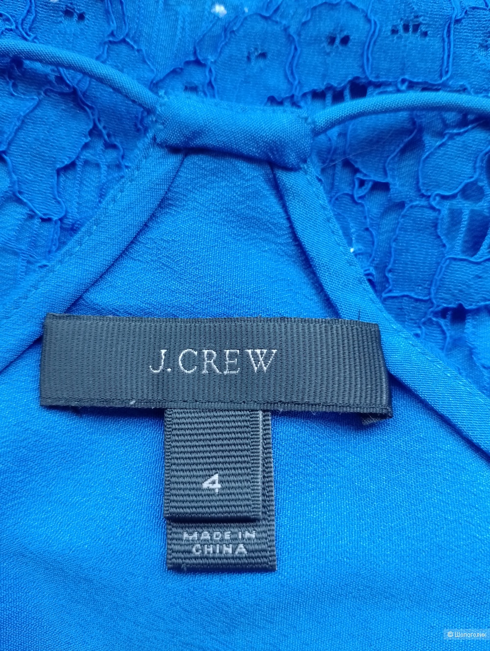 Топ кружевной синий J Crew на бретелях, 4
