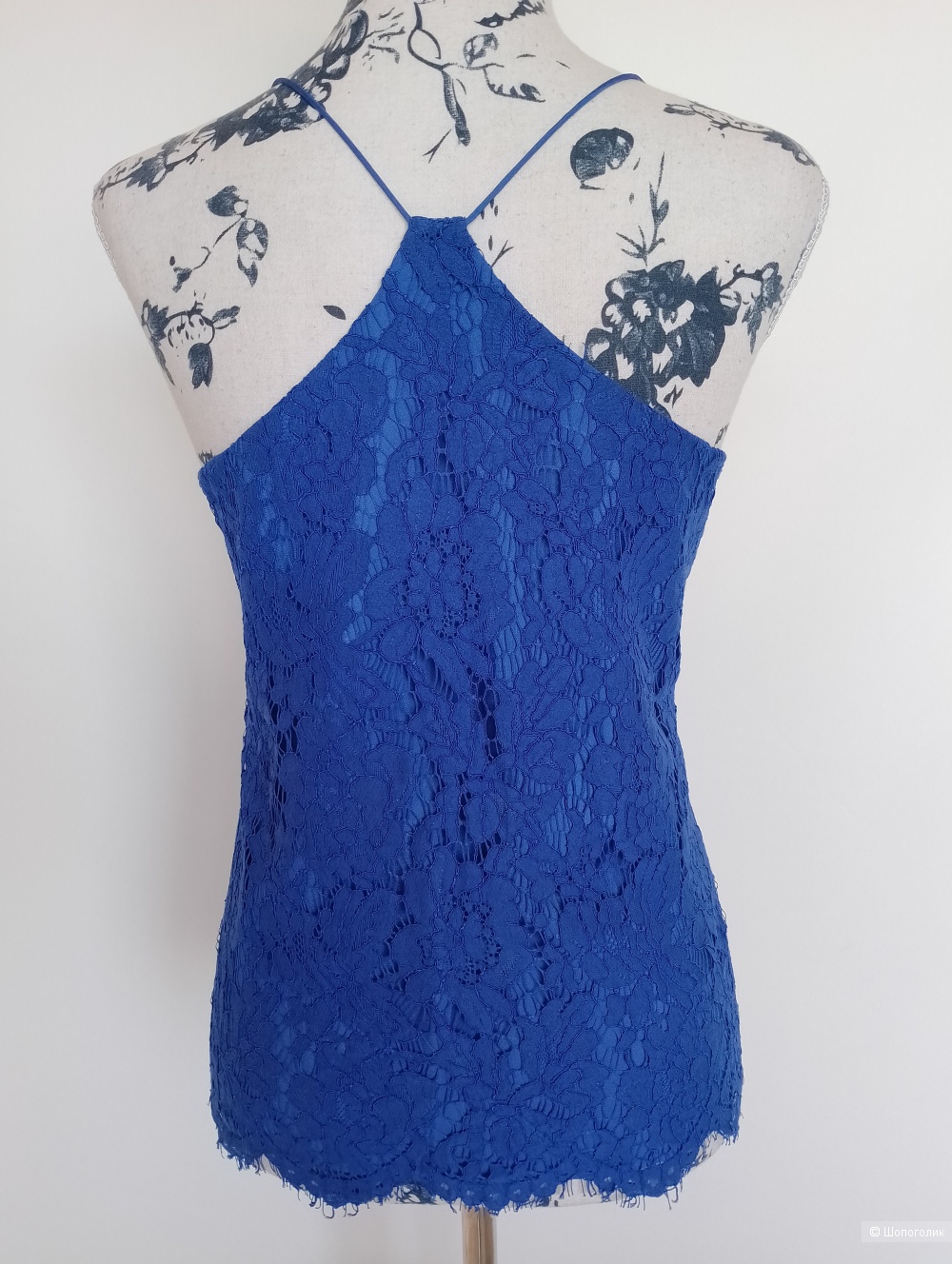 Топ кружевной синий J Crew на бретелях, 4