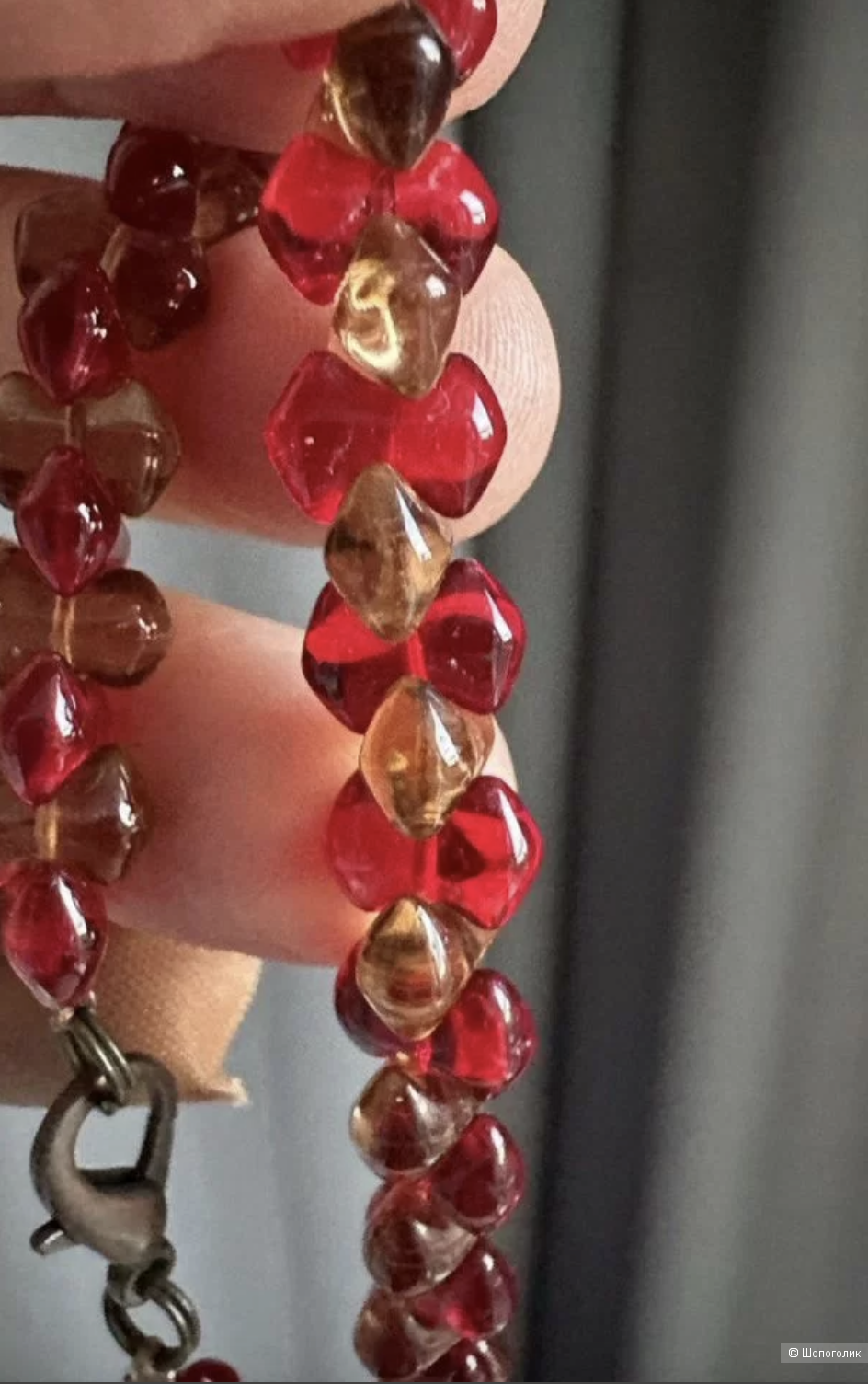 Бусы-колье винтаж, стекло, Костинский завод