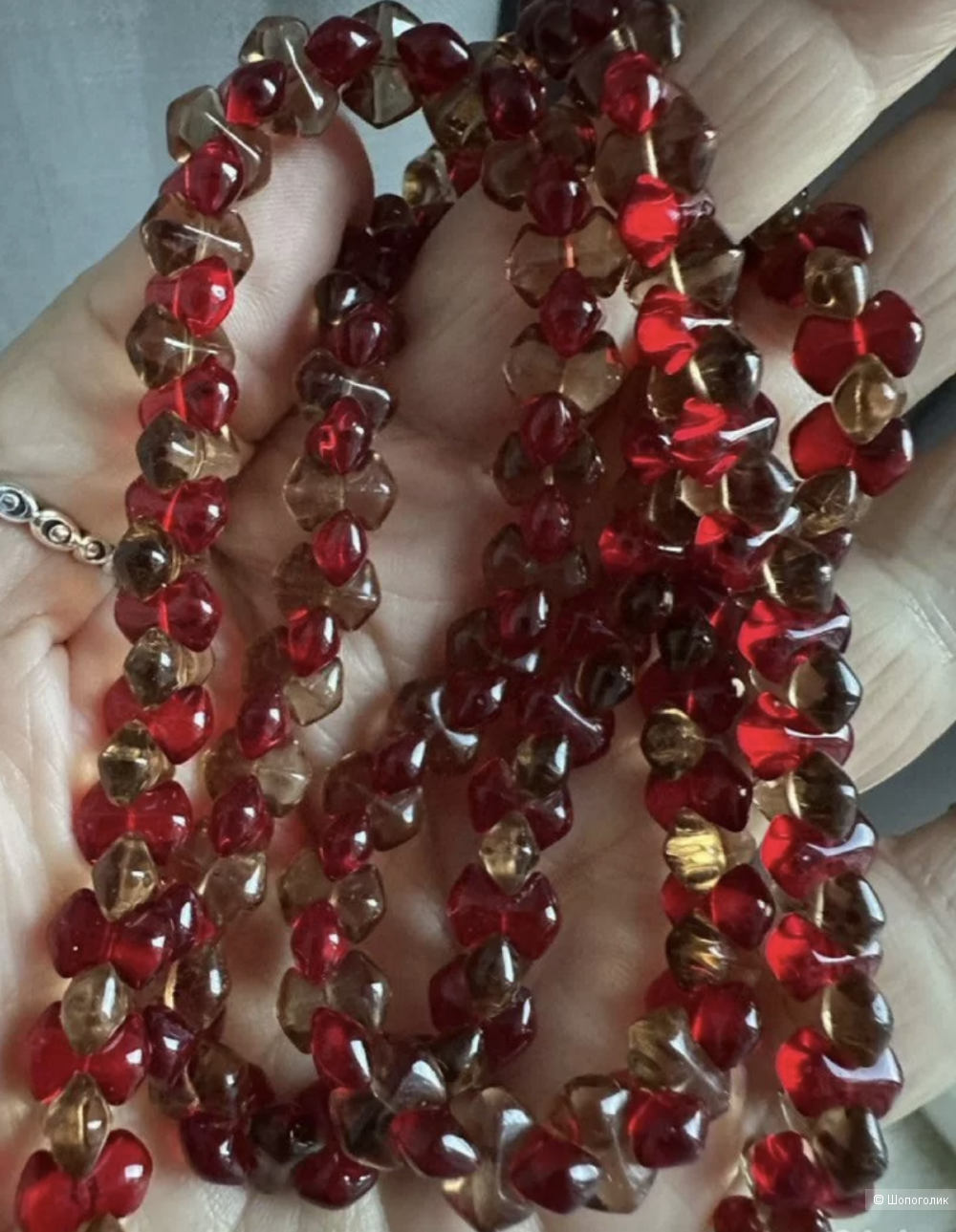 Бусы-колье винтаж, стекло, Костинский завод