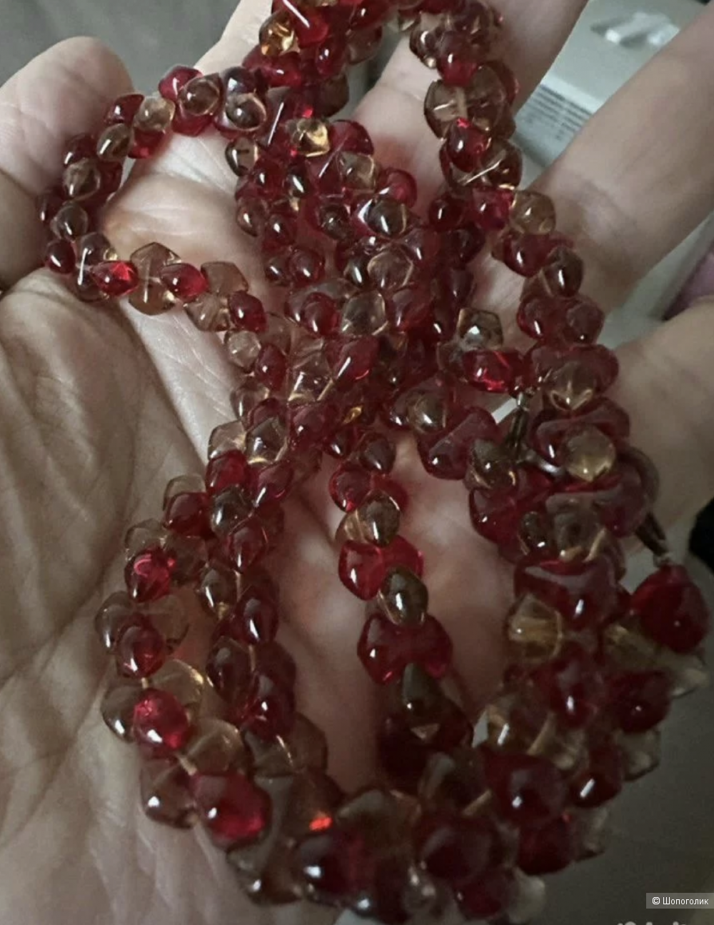 Бусы-колье винтаж, стекло, Костинский завод