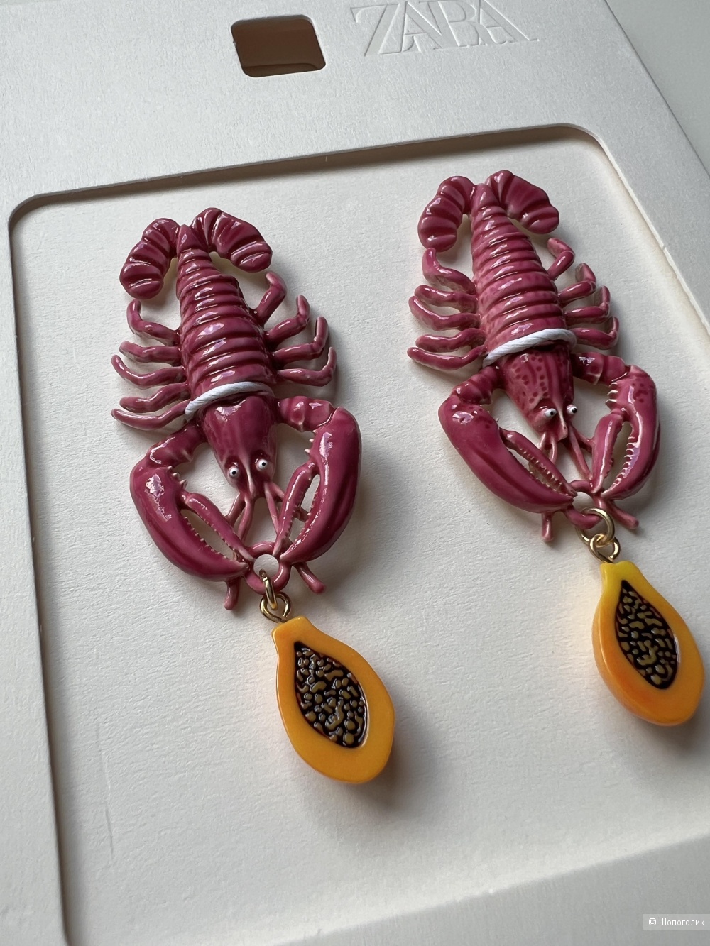 Zara серьги лобстеры розовые