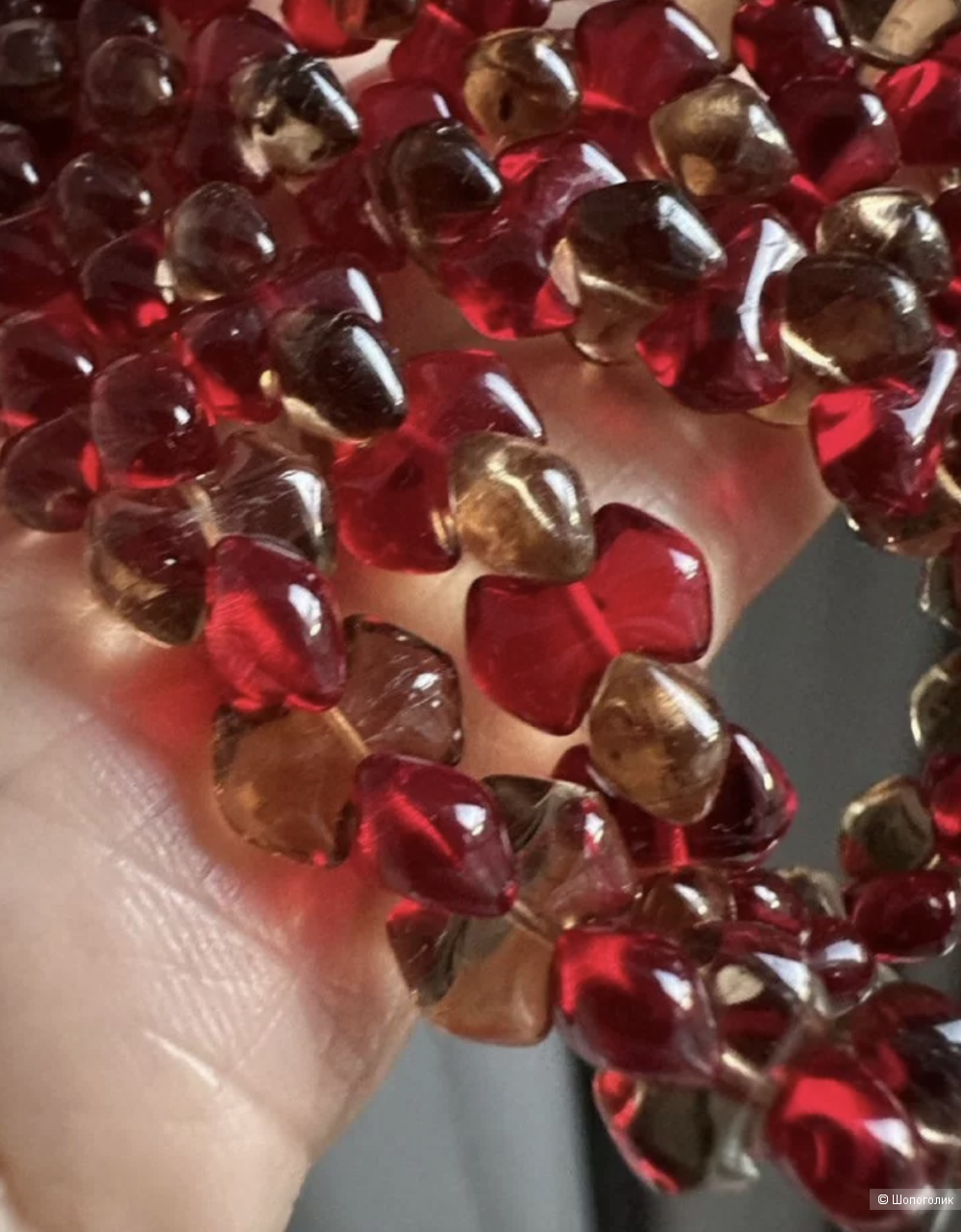 Бусы-колье винтаж, стекло, Костинский завод