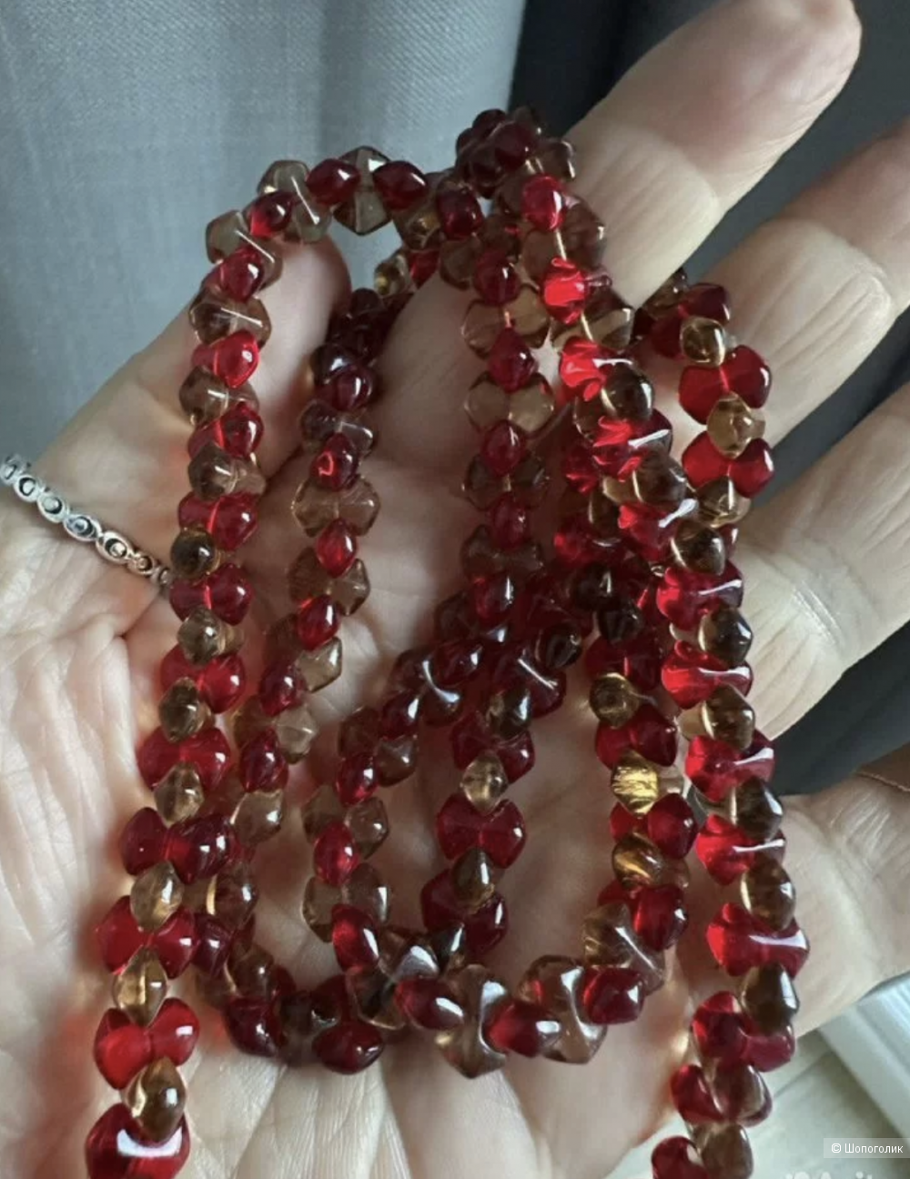 Бусы-колье винтаж, стекло, Костинский завод