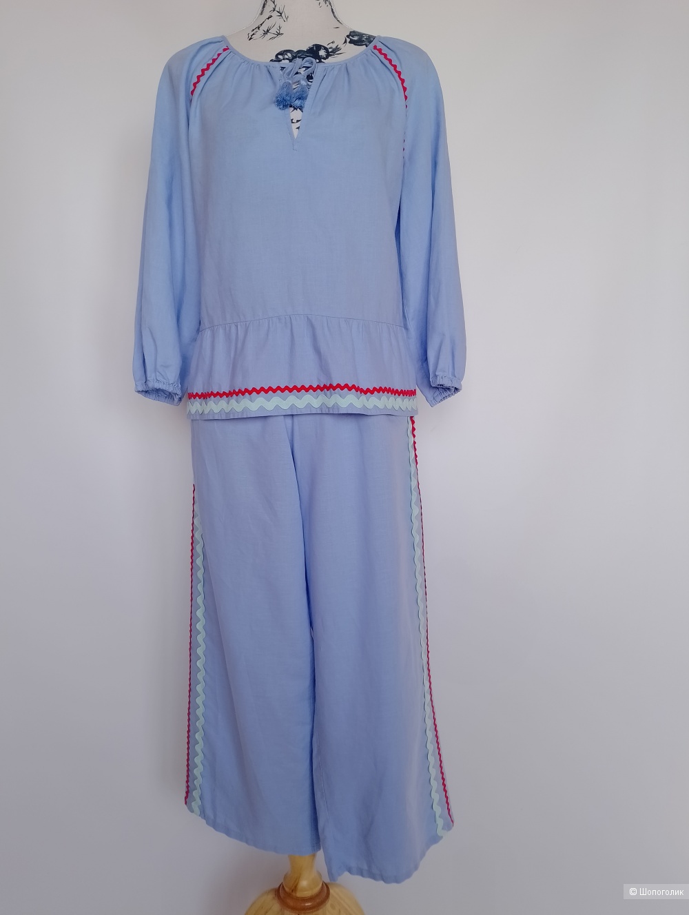 Костюм льняной J crew брюки и блузка, s-m