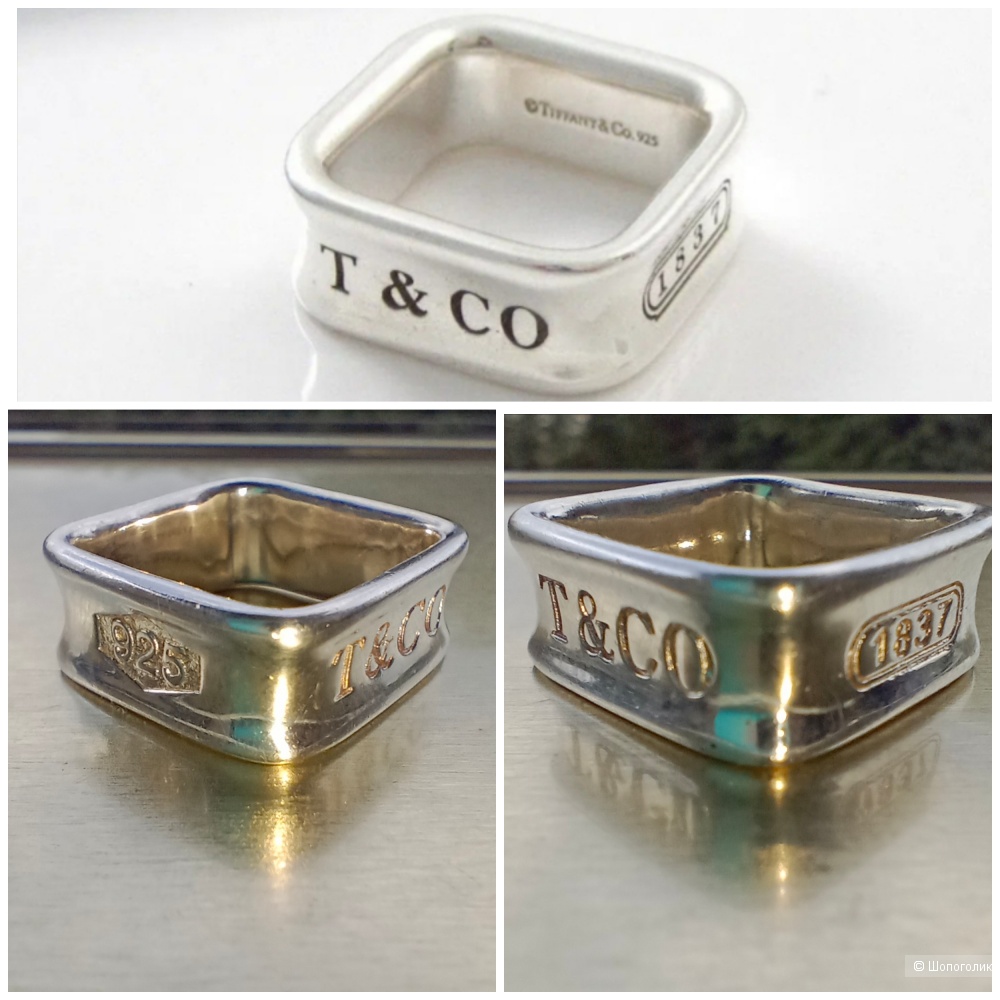 Квадратное серебряное кольцо женское 925 пробы