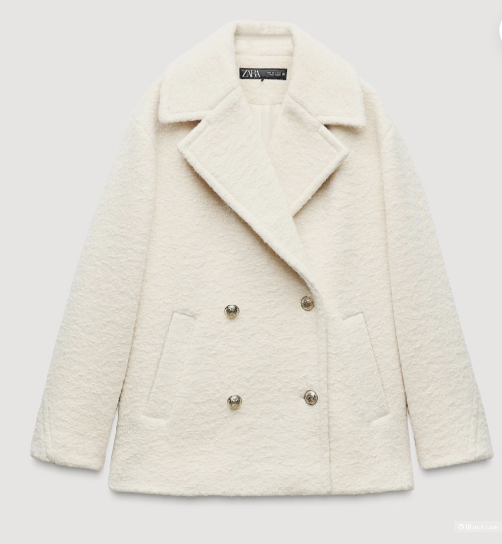 Двубортное пальто букле Zara XL
