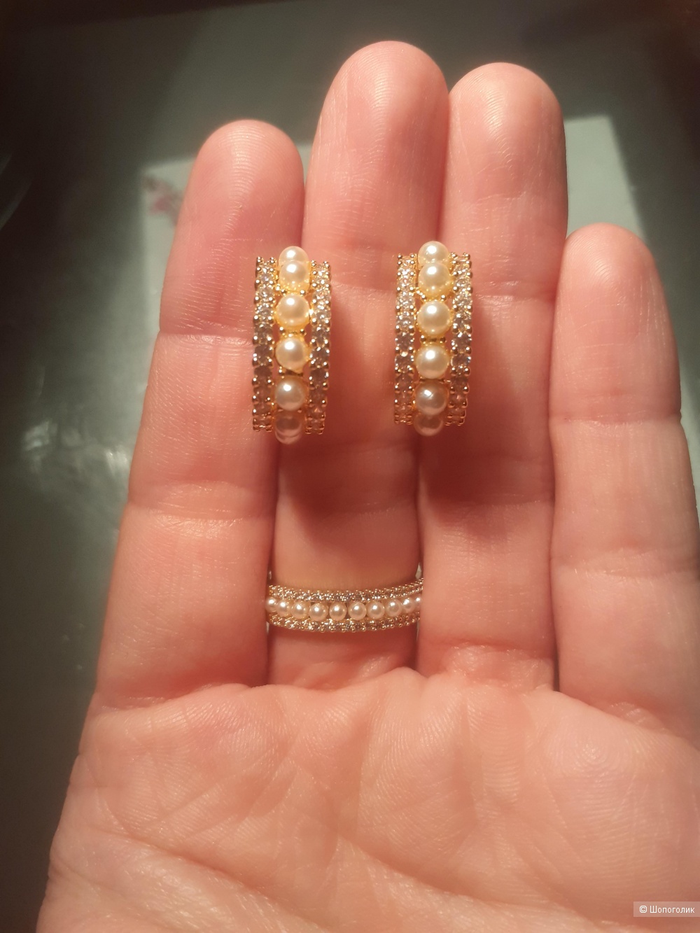 Комплект серьги и кольцо