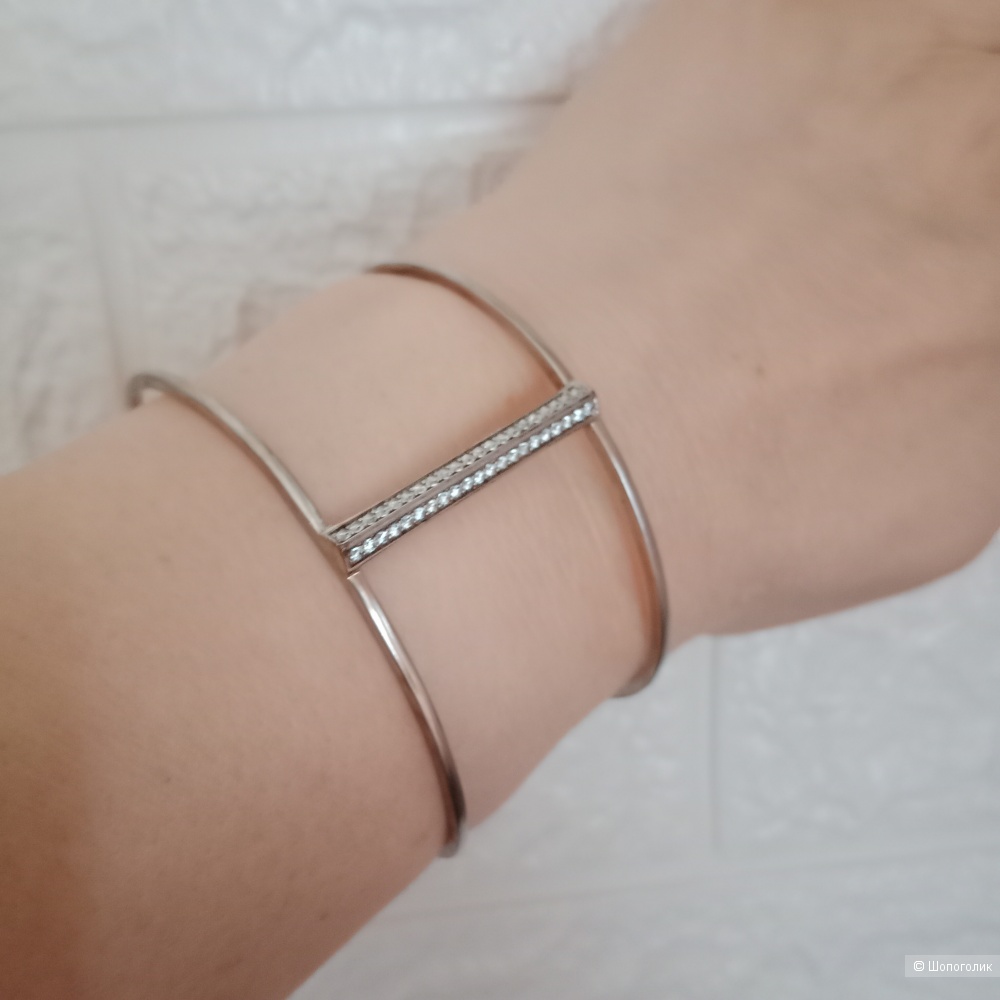 Диагональный серебряный браслет 925 проба