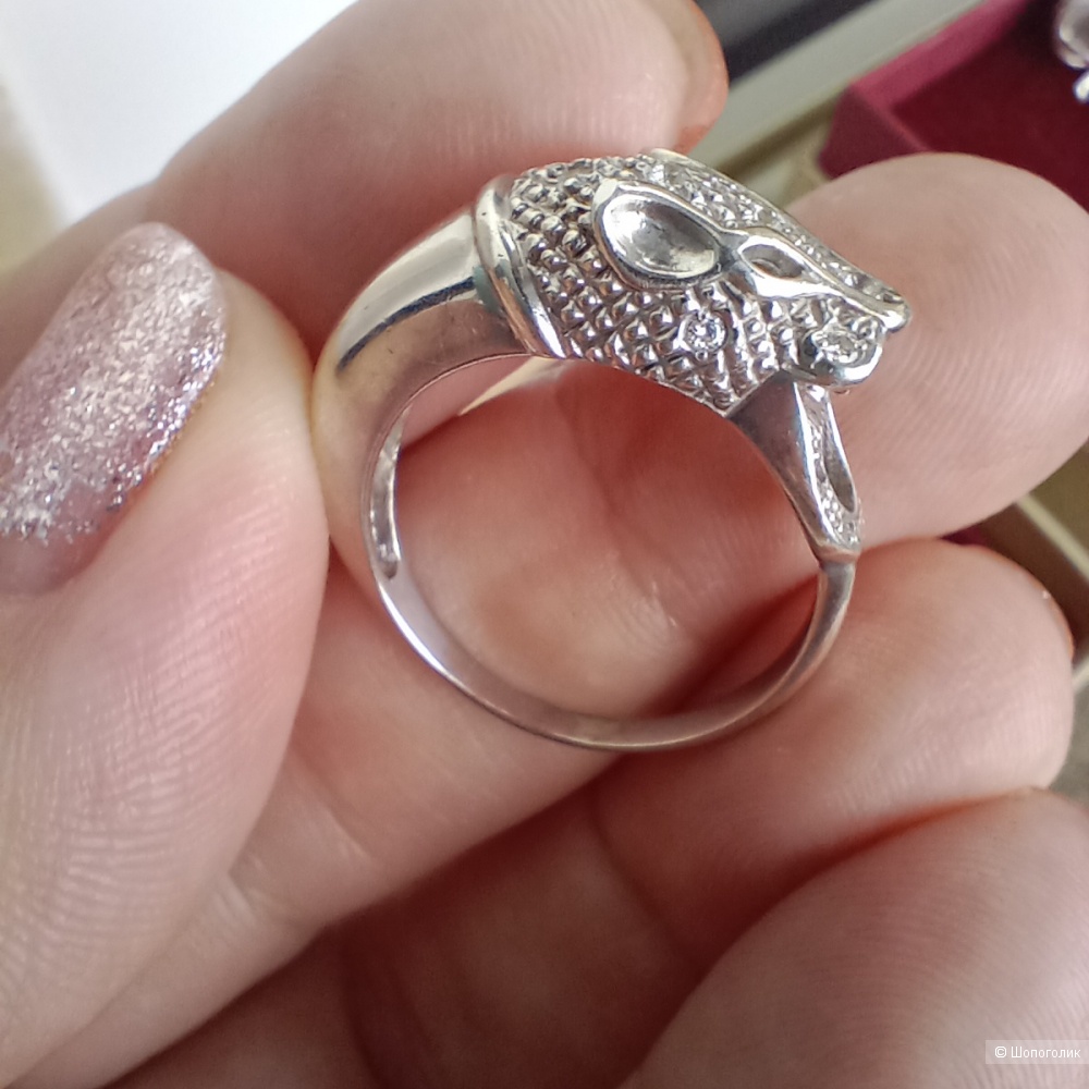 Серебряный комплект голова пантеры 925 проба