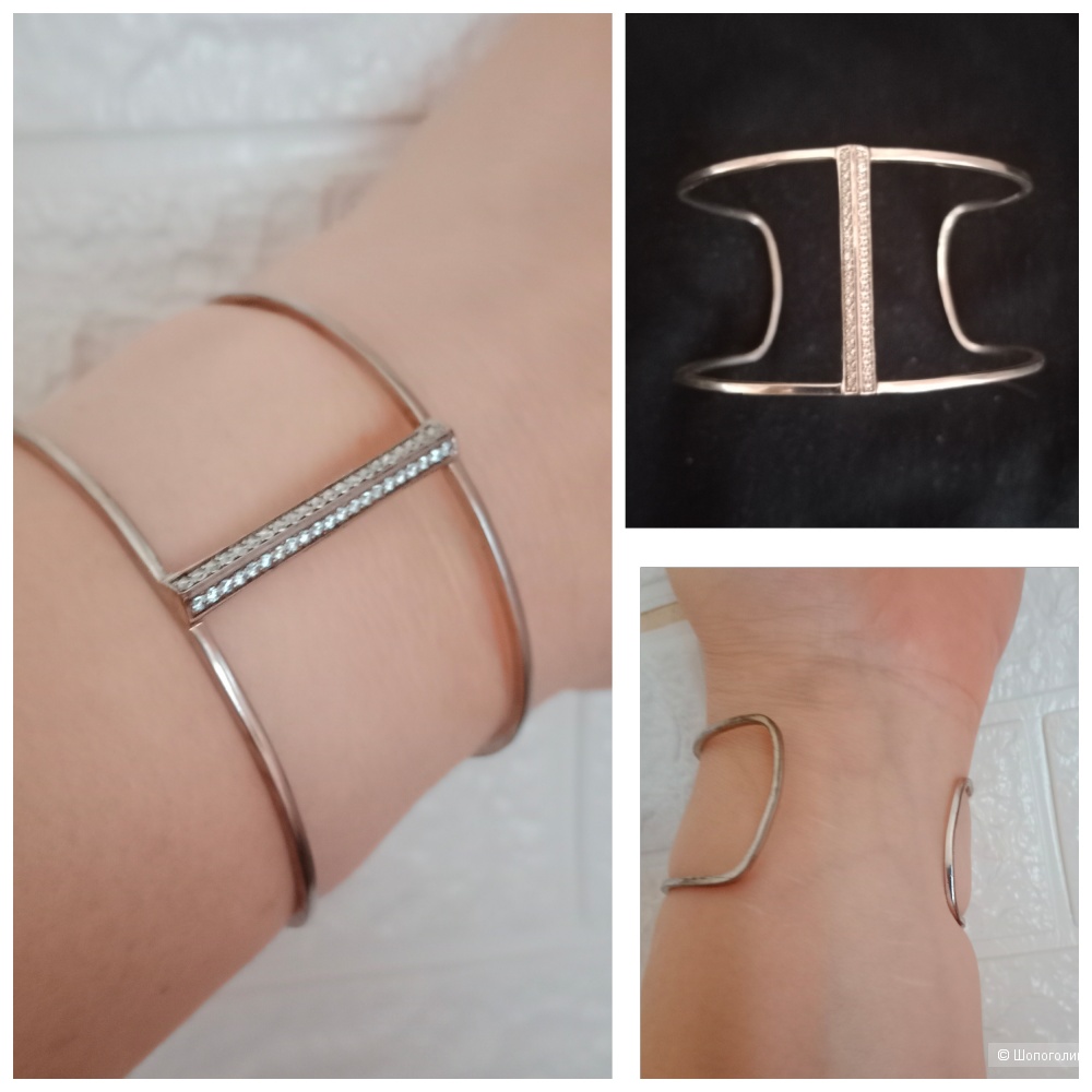 Диагональный серебряный браслет 925 проба