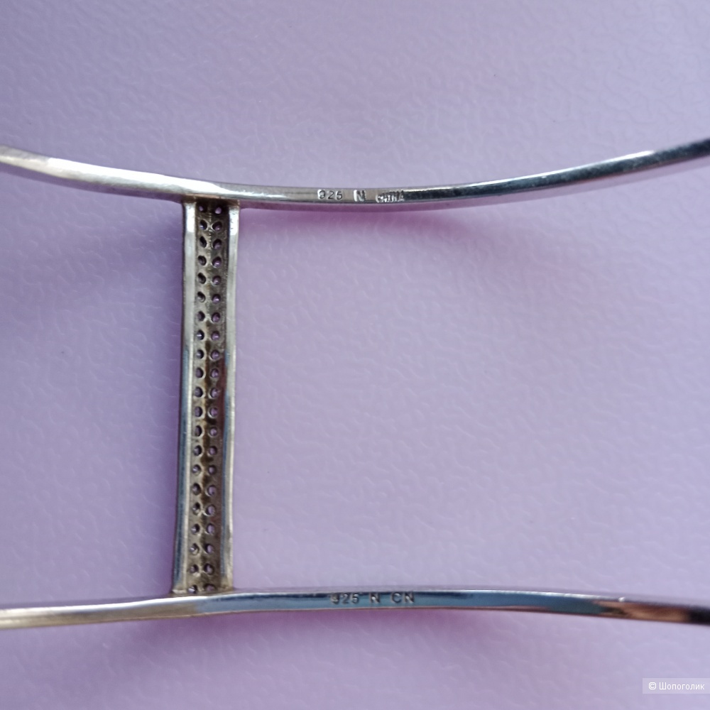 Диагональный серебряный браслет 925 проба