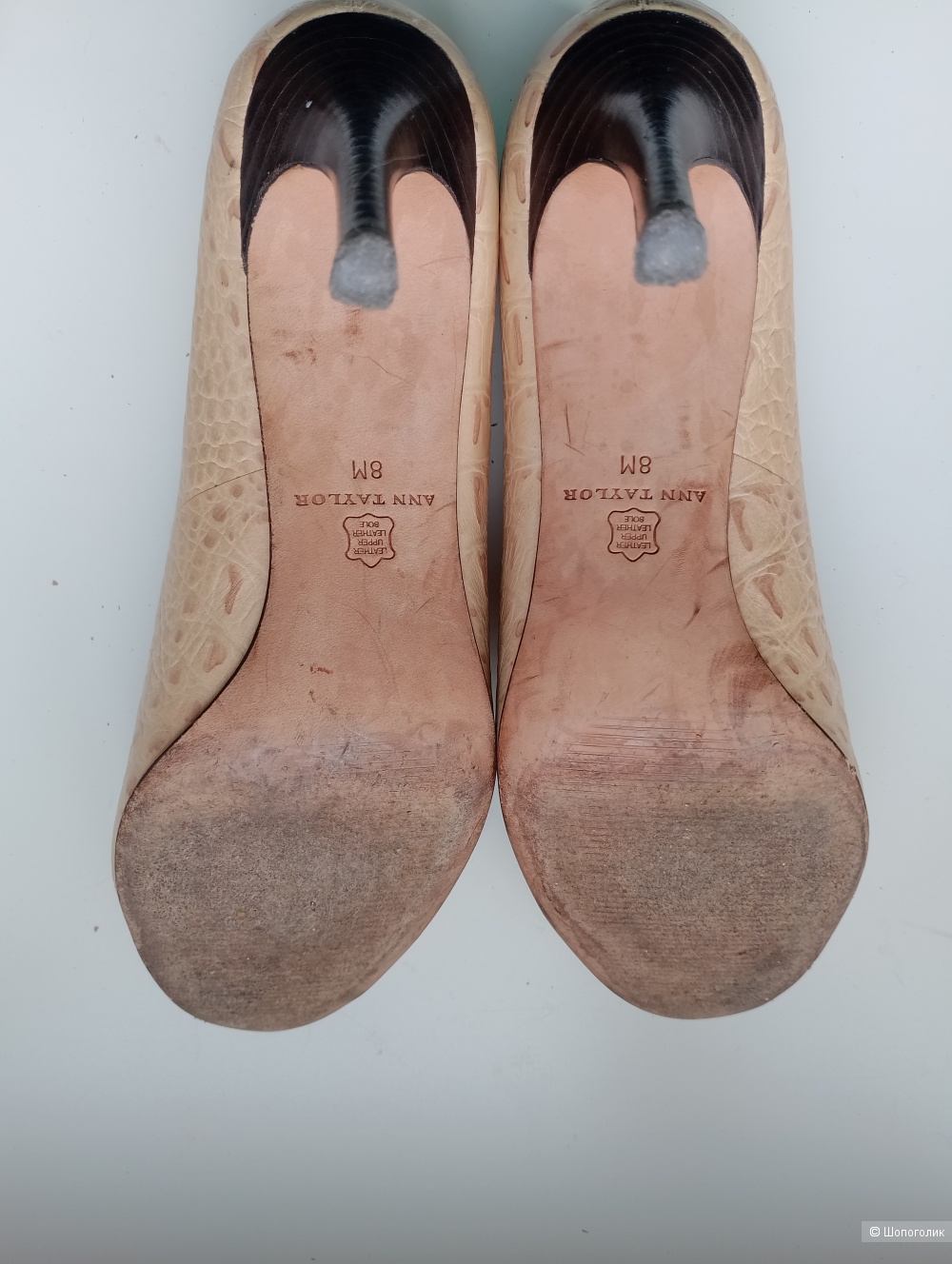 Туфли бежевые на каблуке Ann Taylor кожаные, 8