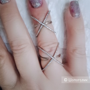 Кольцо серебряное двойное