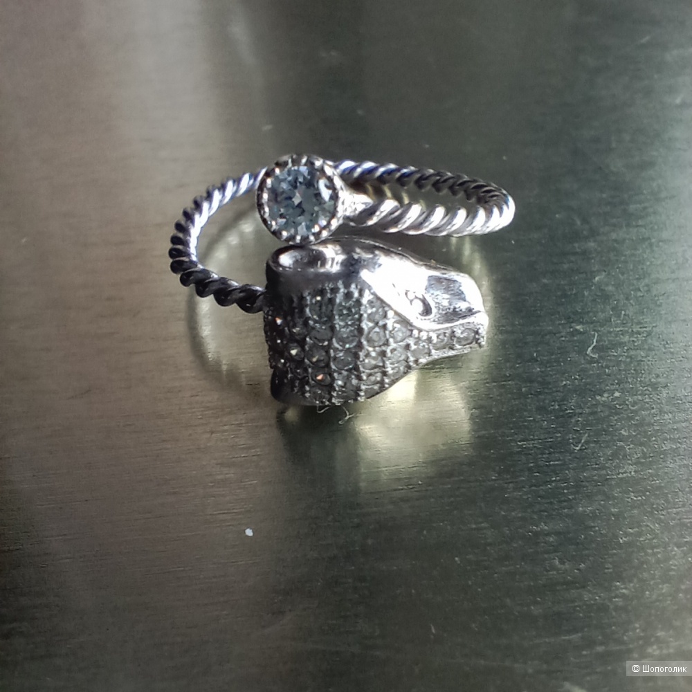 Серебряное кольцо голова пантеры