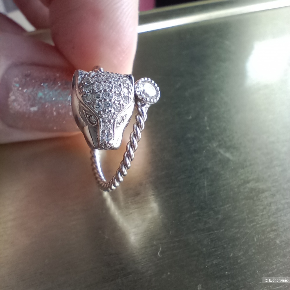 Серебряное кольцо голова пантеры