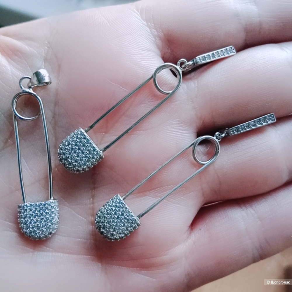 Серебряный комплект булавки