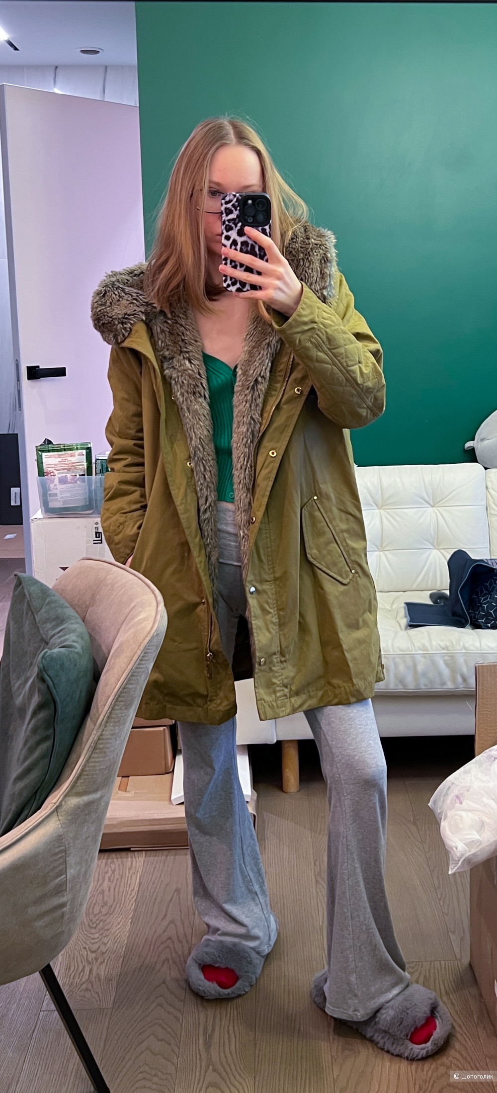 Парка с мехом Zara XS