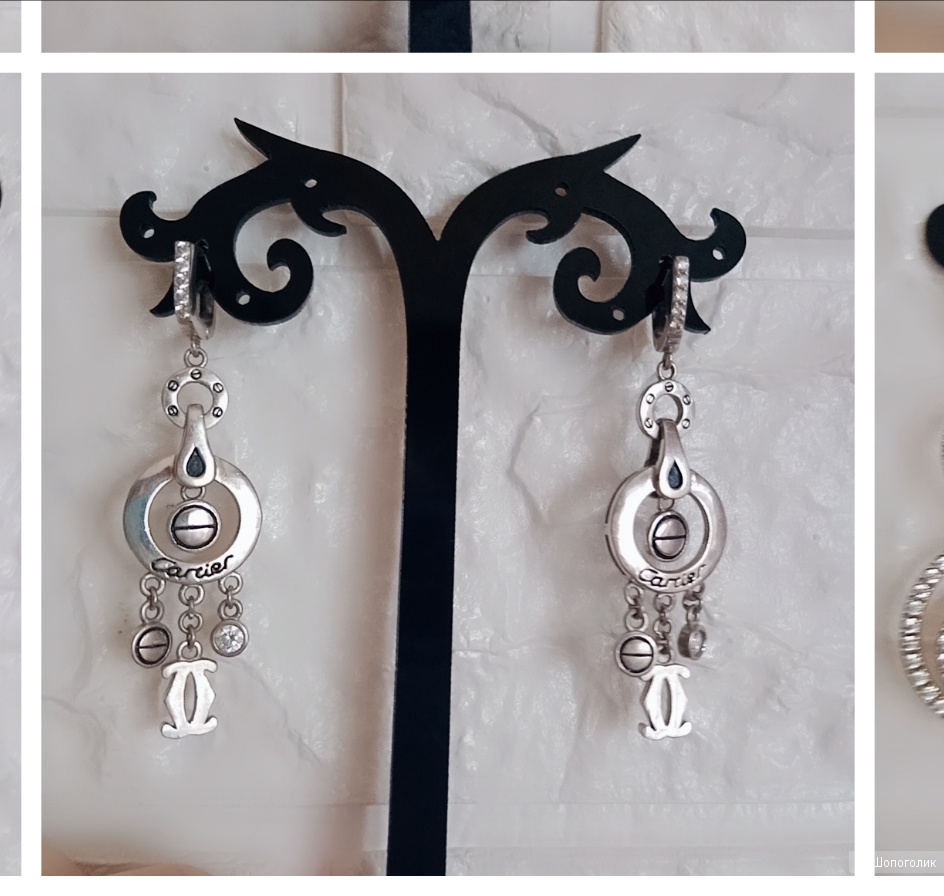 Серебряные серьги Cartier