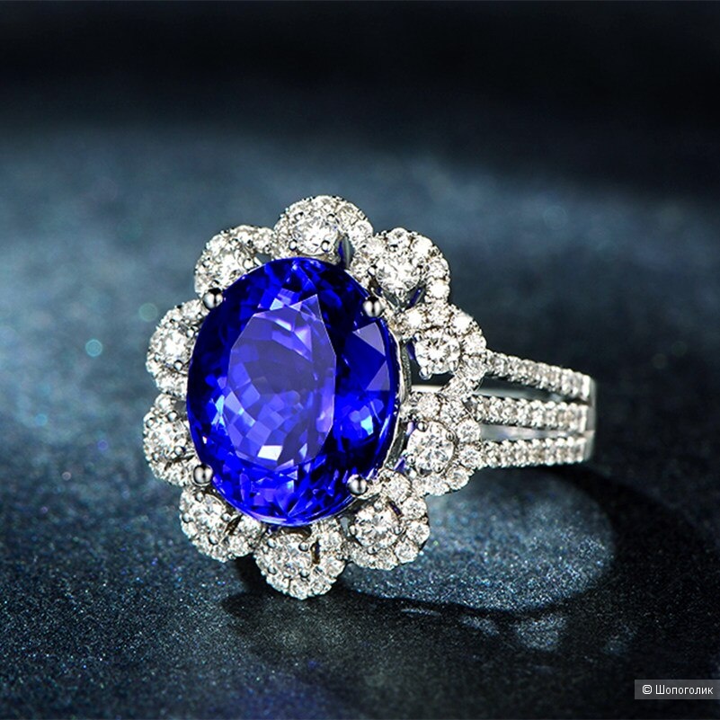 Кольцо с цирконами, размер 19