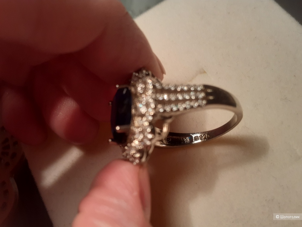 Кольцо с цирконами, размер 19