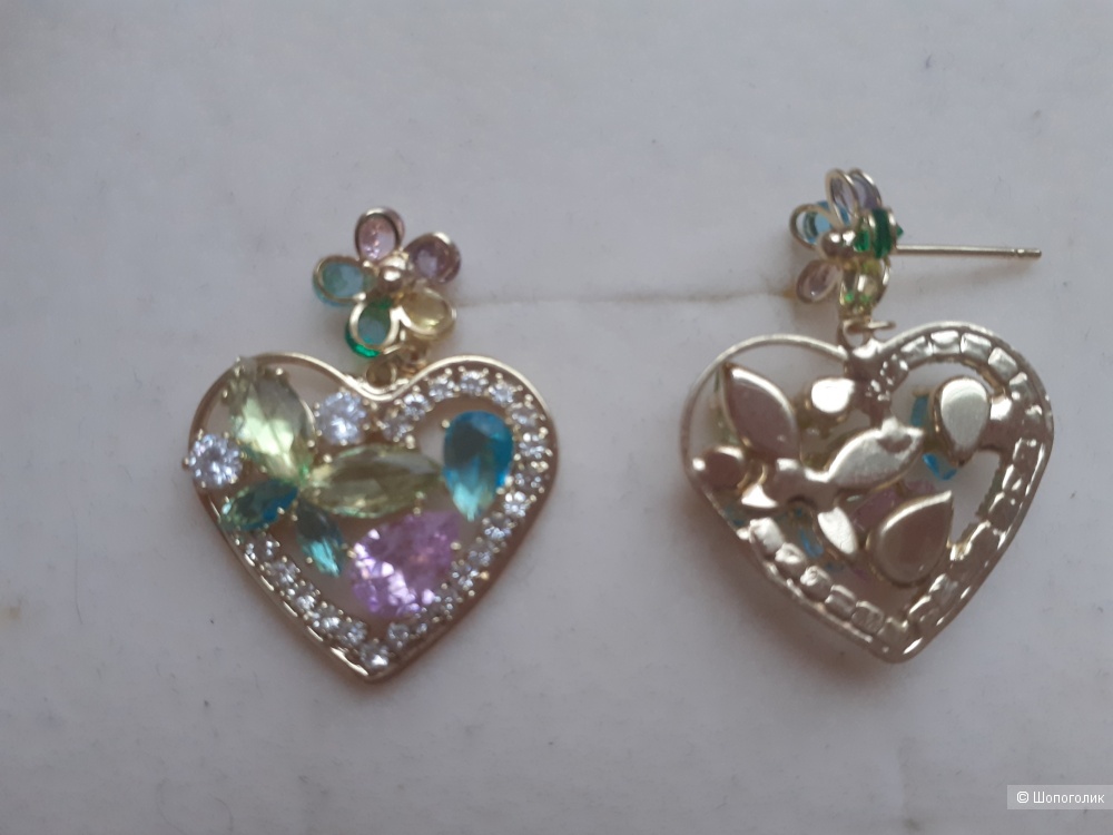 Серьги сердце с цирконами