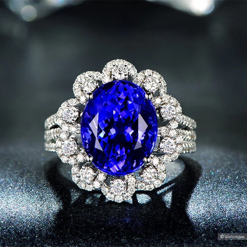 Кольцо с цирконами, размер 19