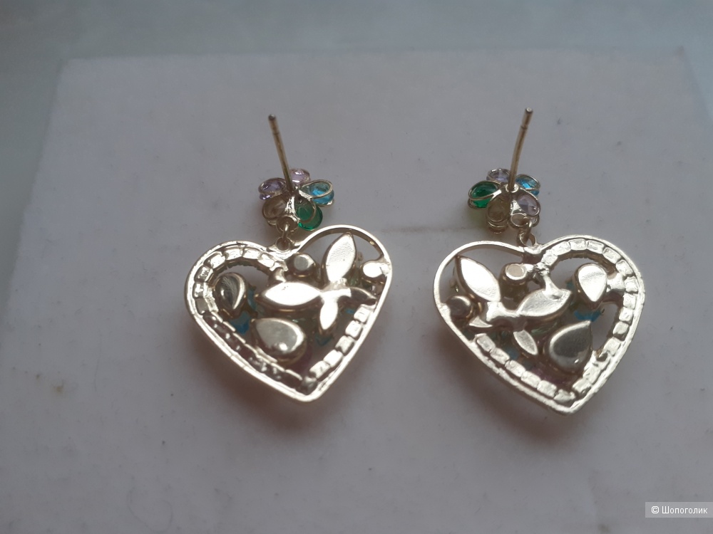 Серьги сердце с цирконами
